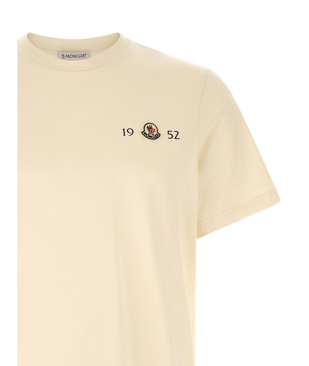 MONCLER Бежевая хлопковая футболка, фото 3
