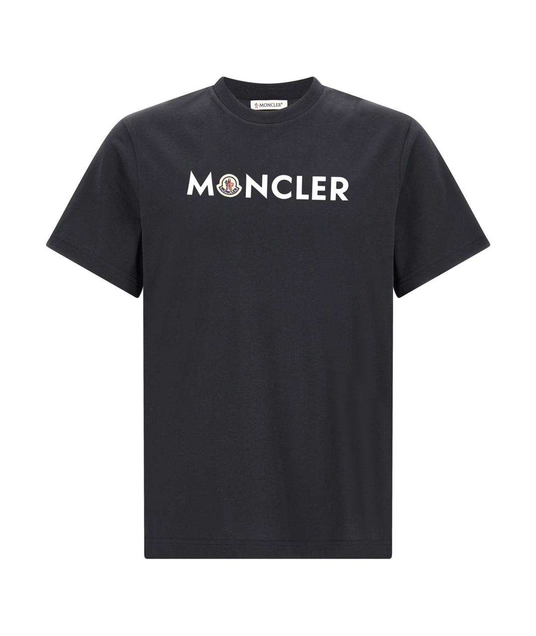 MONCLER Темно-синяя хлопковая футболка, фото 1