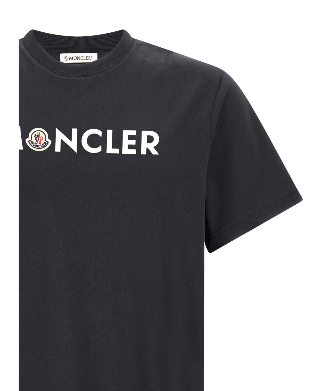 MONCLER Темно-синяя хлопковая футболка, фото 3