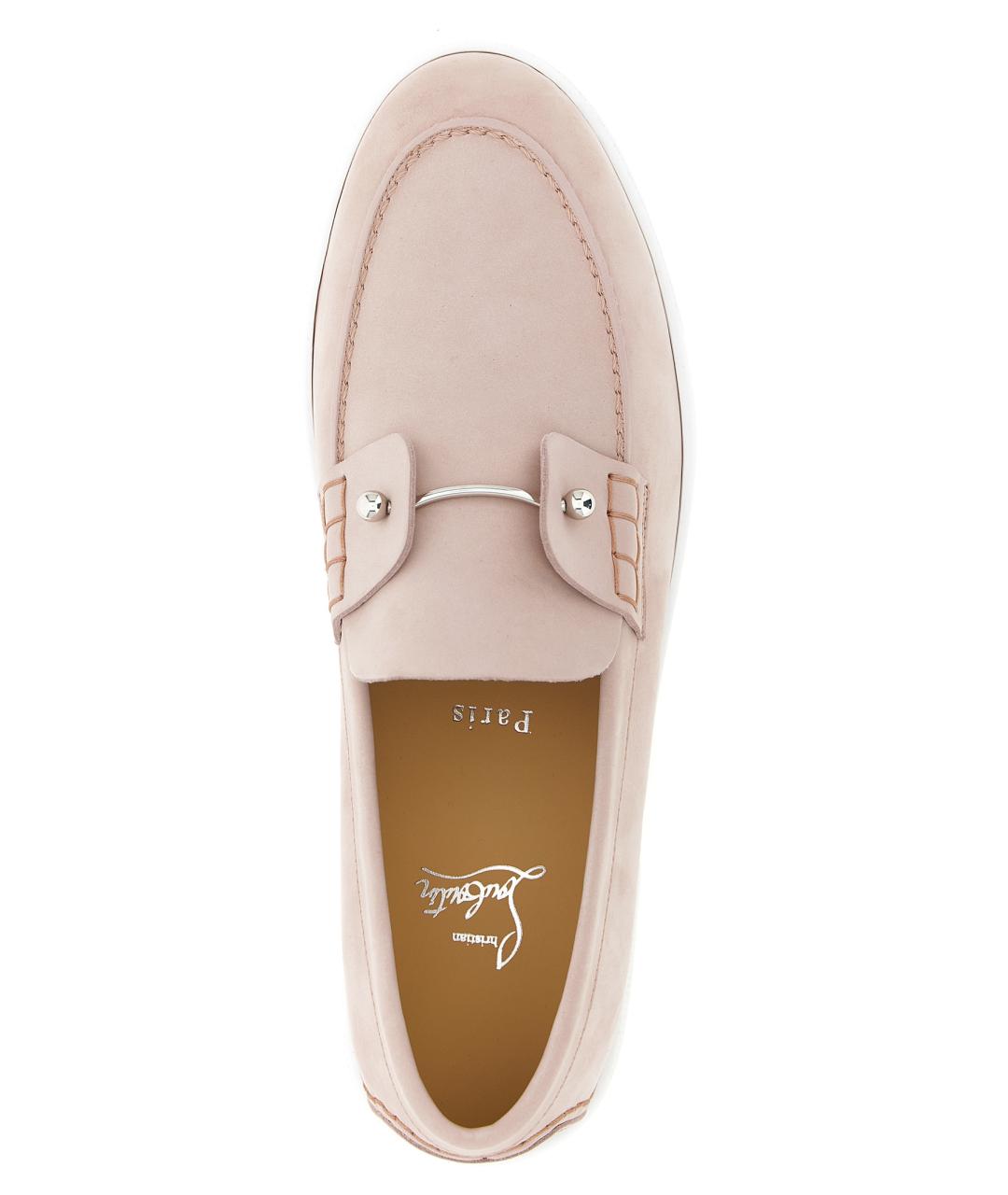 CHRISTIAN LOUBOUTIN Розовые кожаные лоферы, фото 4