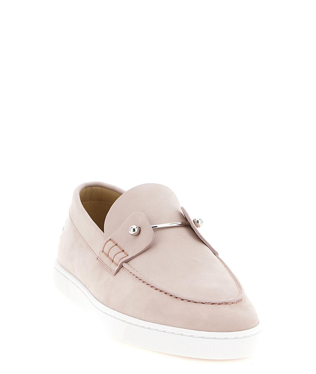 CHRISTIAN LOUBOUTIN Розовые кожаные лоферы, фото 2