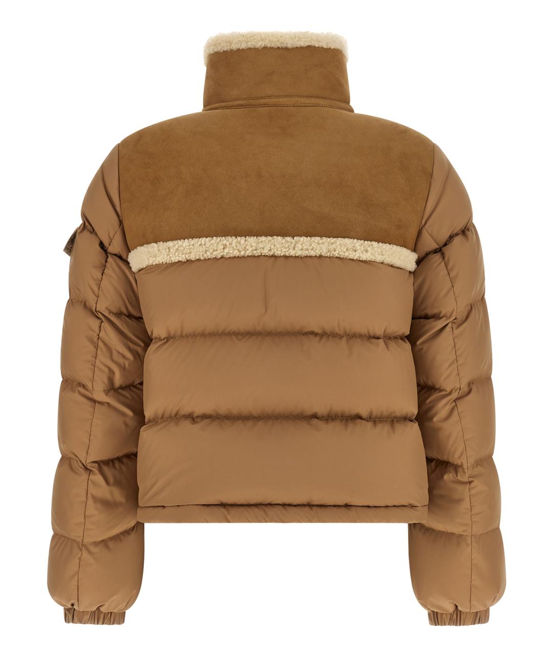 MONCLER Бежевый полиэстеровый пуховик, фото 2