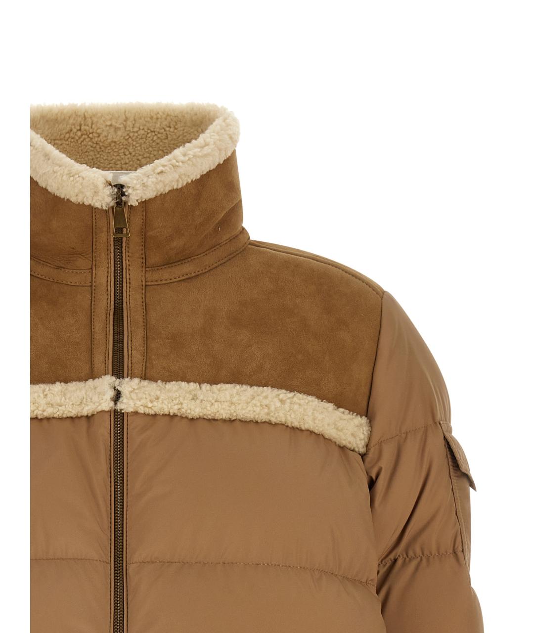 MONCLER Бежевый полиэстеровый пуховик, фото 3