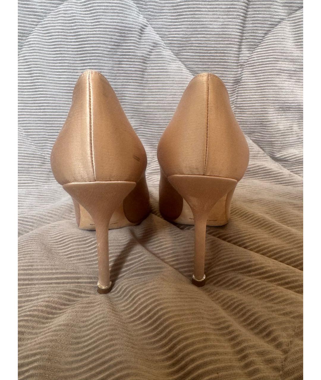 MANOLO BLAHNIK Бежевые текстильные туфли, фото 4
