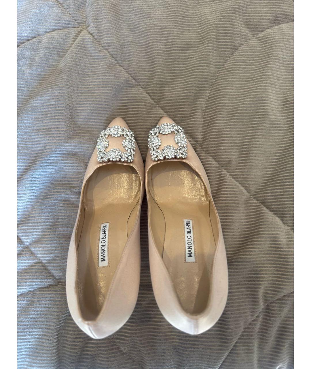 MANOLO BLAHNIK Бежевые текстильные туфли, фото 3