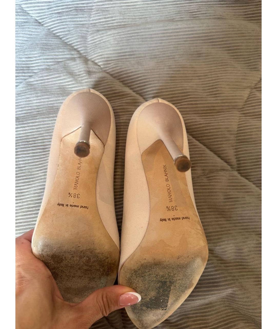 MANOLO BLAHNIK Бежевые текстильные туфли, фото 5