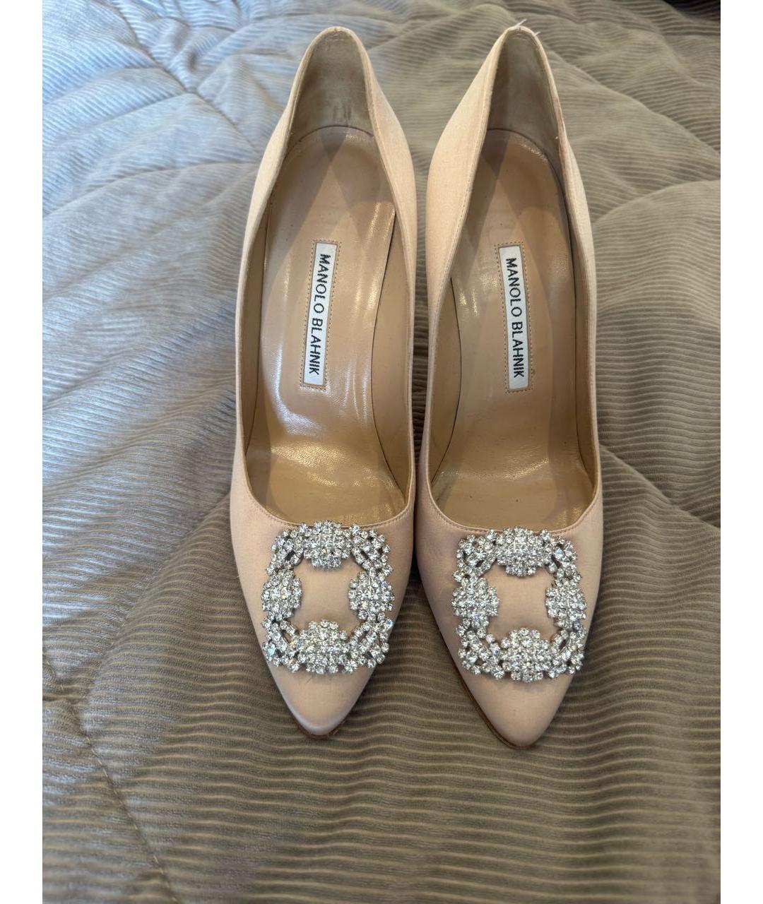 MANOLO BLAHNIK Бежевые текстильные туфли, фото 2