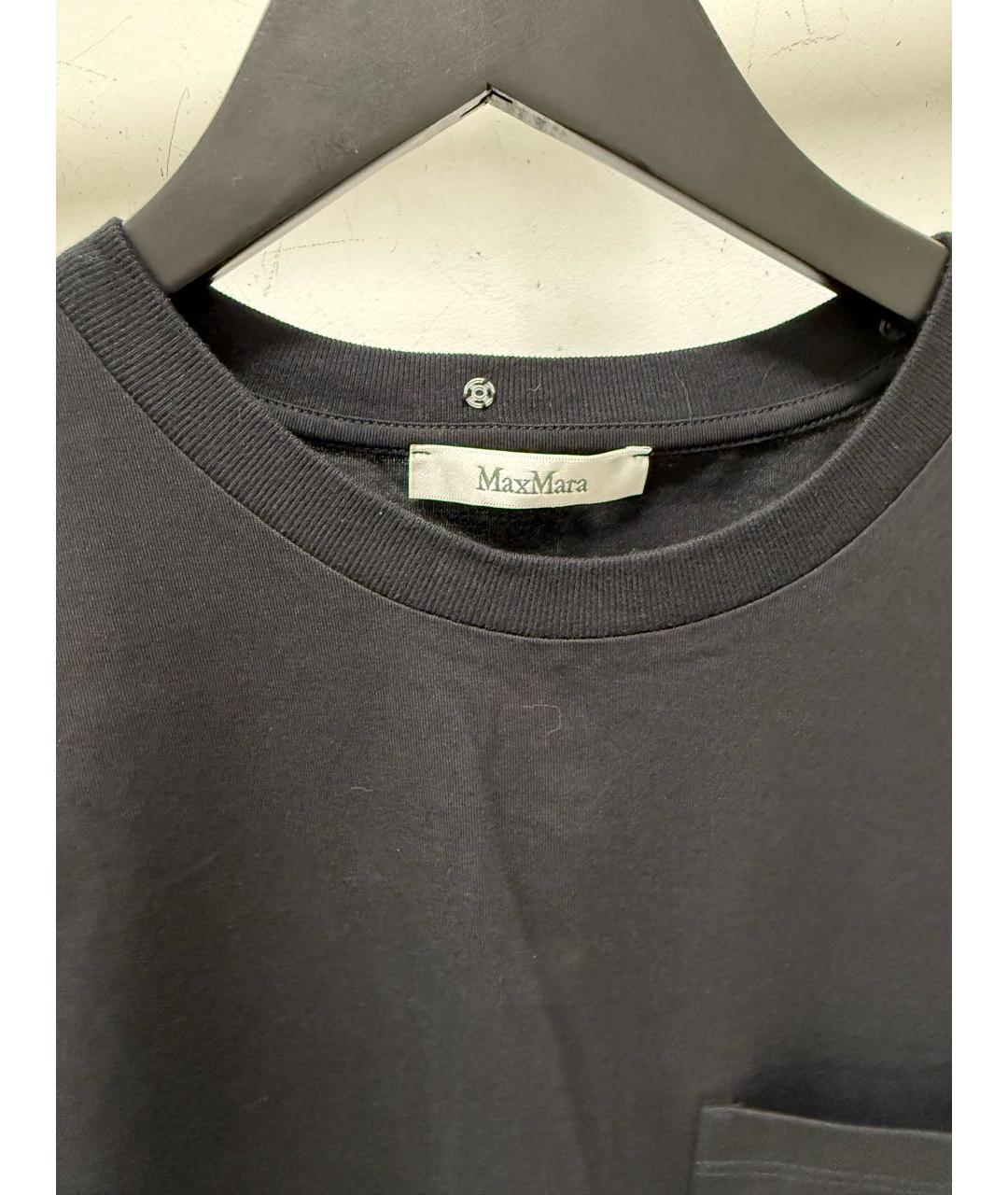 MAX MARA Черная хлопковая футболка, фото 3