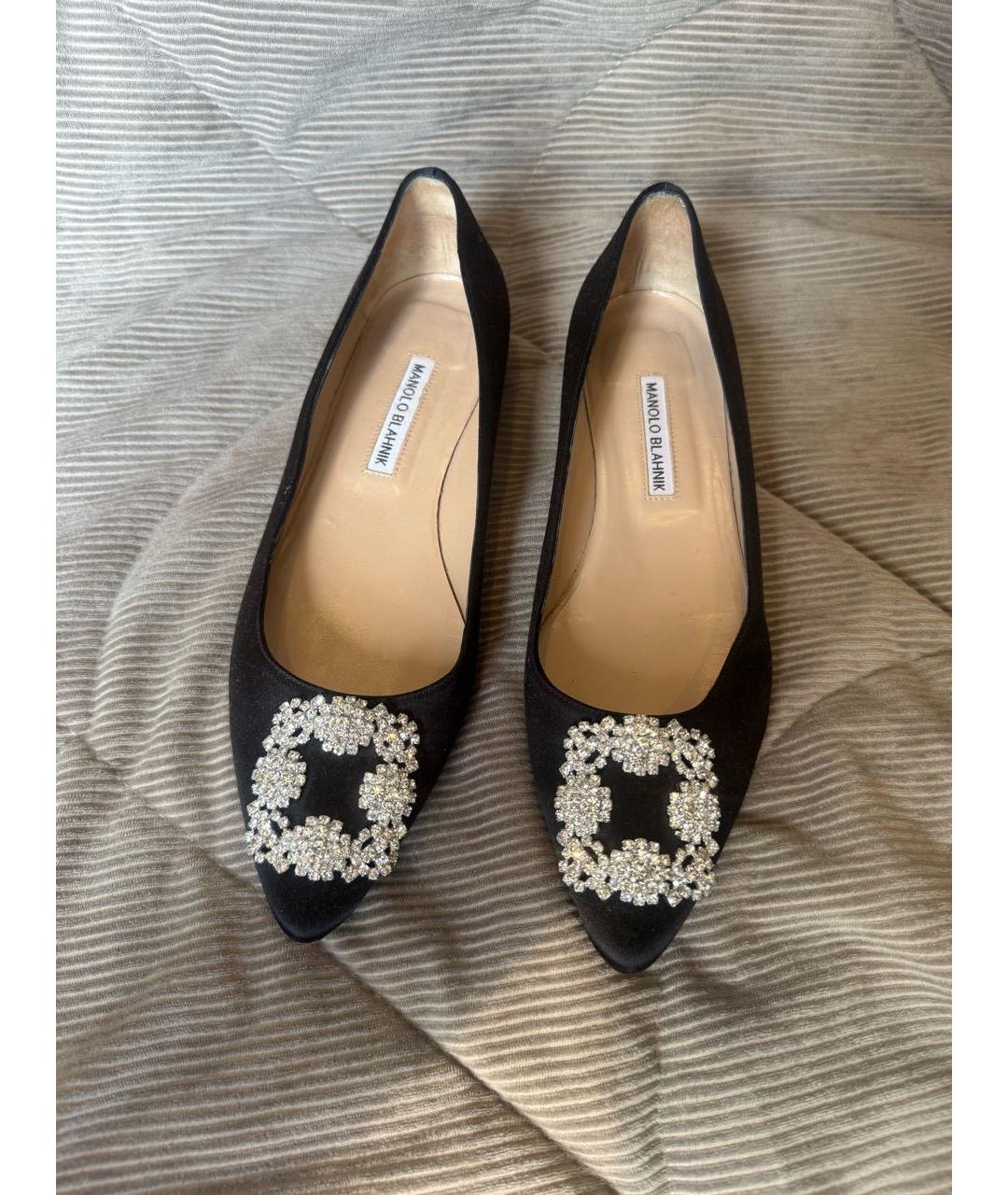 MANOLO BLAHNIK Черные текстильные балетки, фото 2