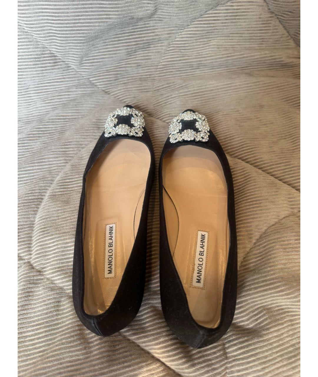 MANOLO BLAHNIK Черные текстильные балетки, фото 3
