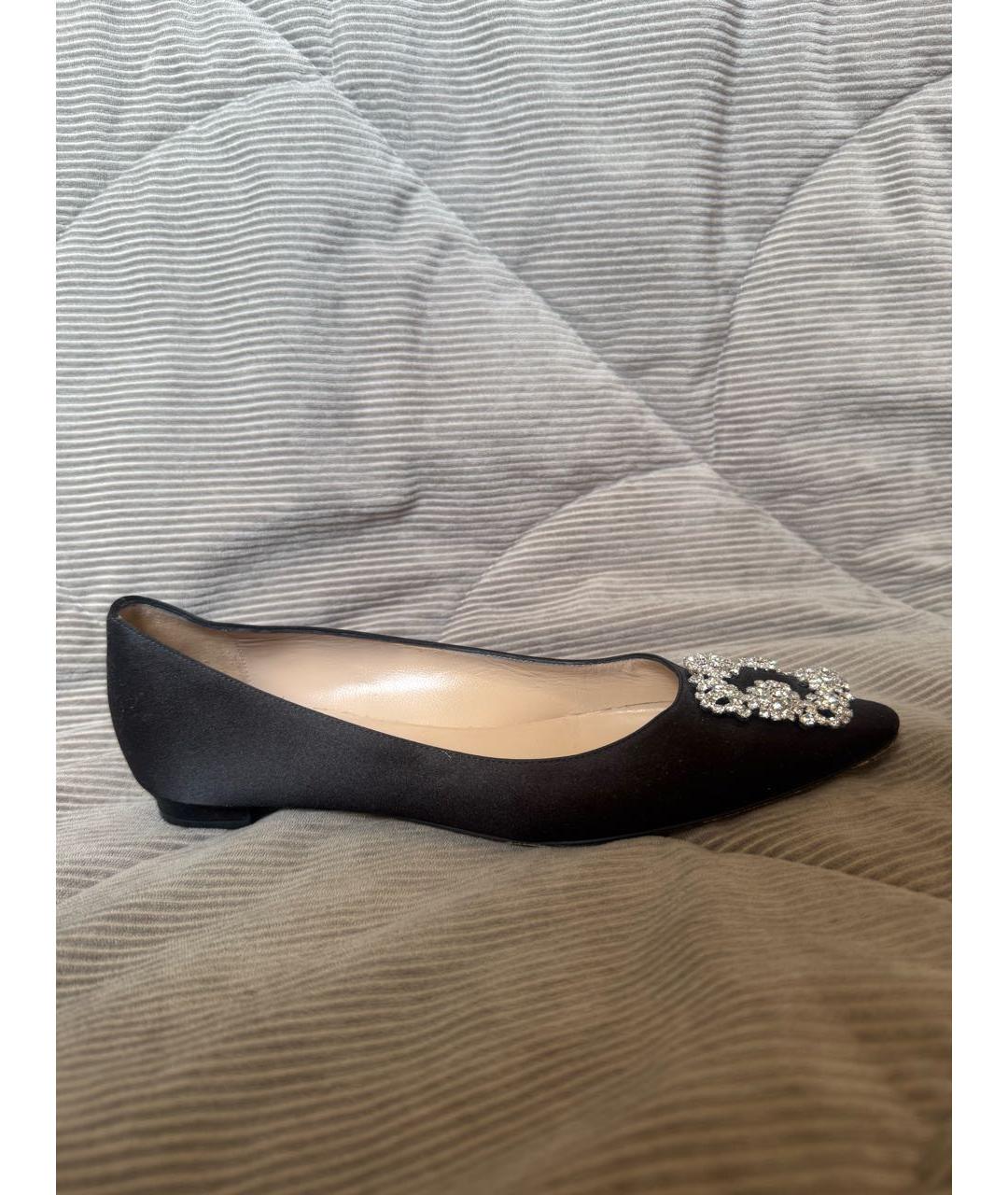 MANOLO BLAHNIK Черные текстильные балетки, фото 5