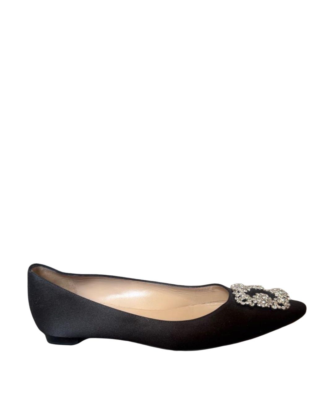 MANOLO BLAHNIK Черные текстильные балетки, фото 1