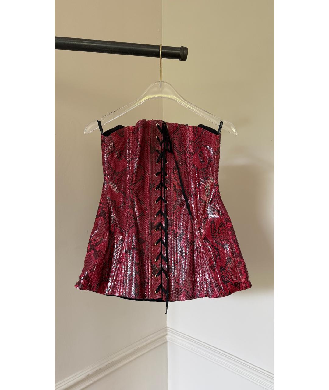 ROBERTO CAVALLI Красный кожаный корсет, фото 2
