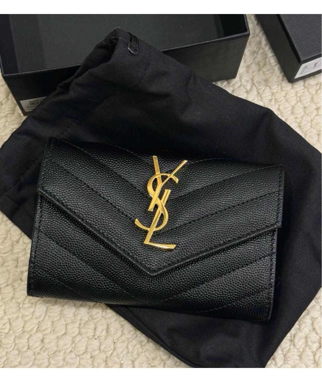 SAINT LAURENT Черный кожаный кошелек, фото 5