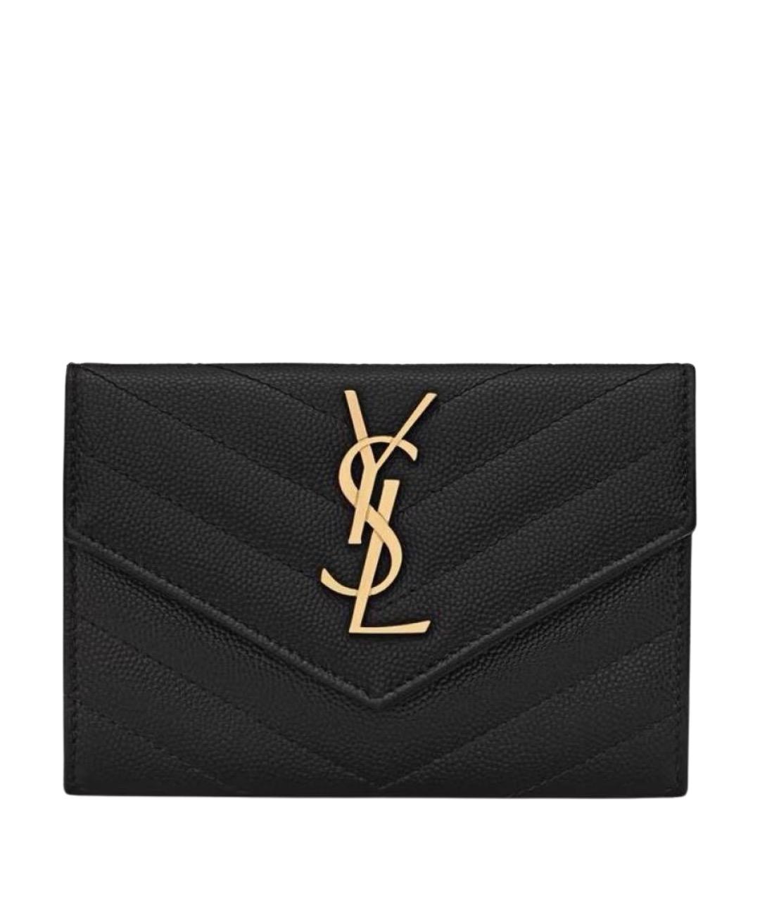 SAINT LAURENT Черный кожаный кошелек, фото 1