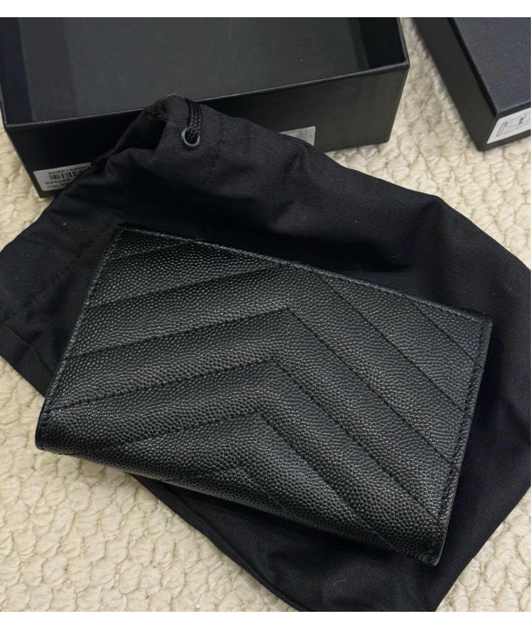 SAINT LAURENT Черный кожаный кошелек, фото 6