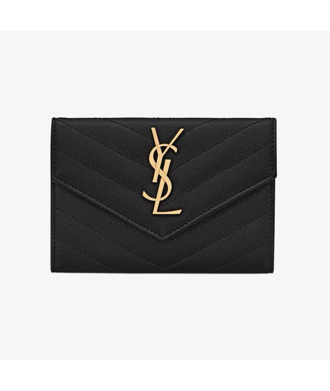 SAINT LAURENT Черный кожаный кошелек, фото 7