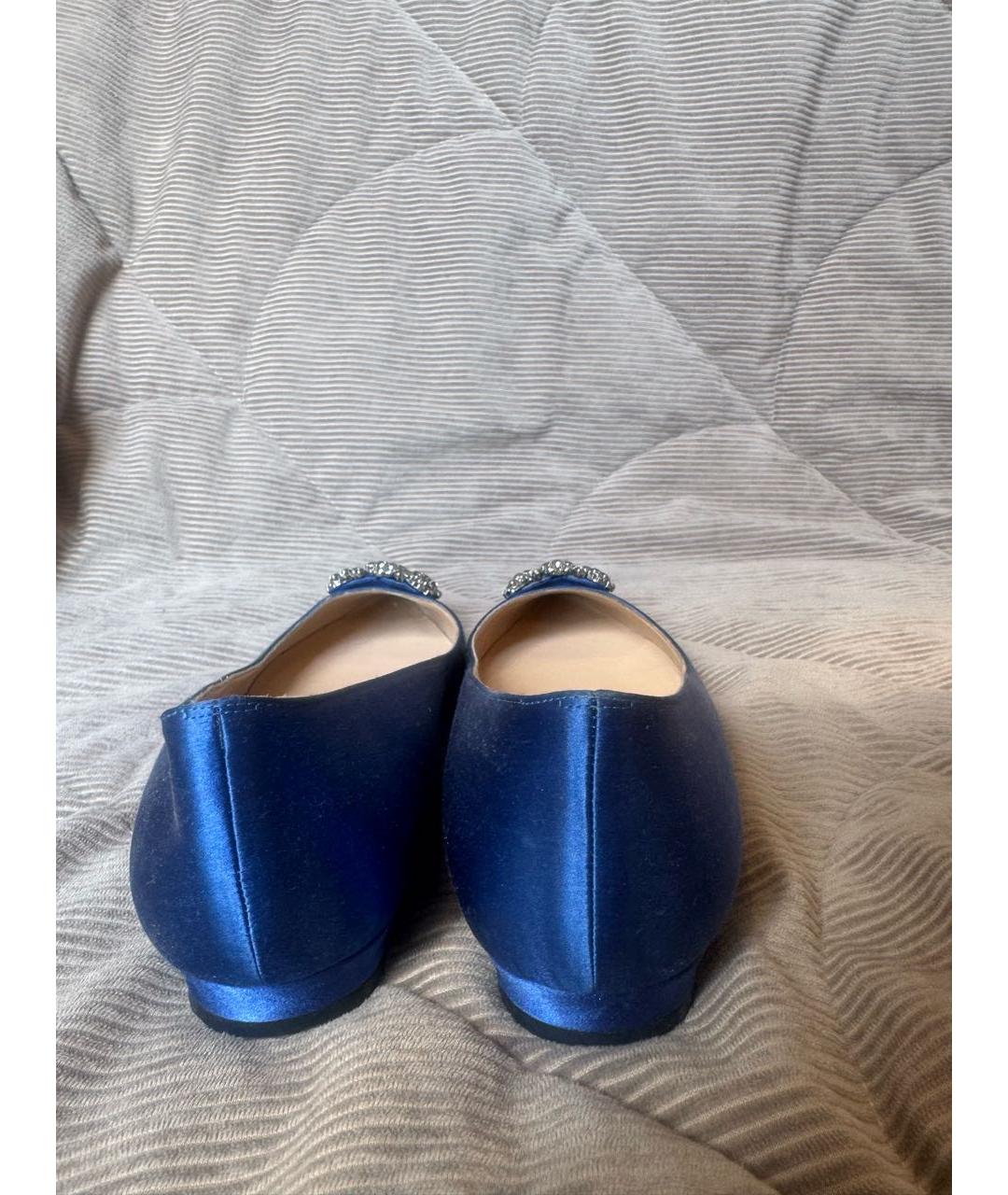 MANOLO BLAHNIK Синие текстильные балетки, фото 4