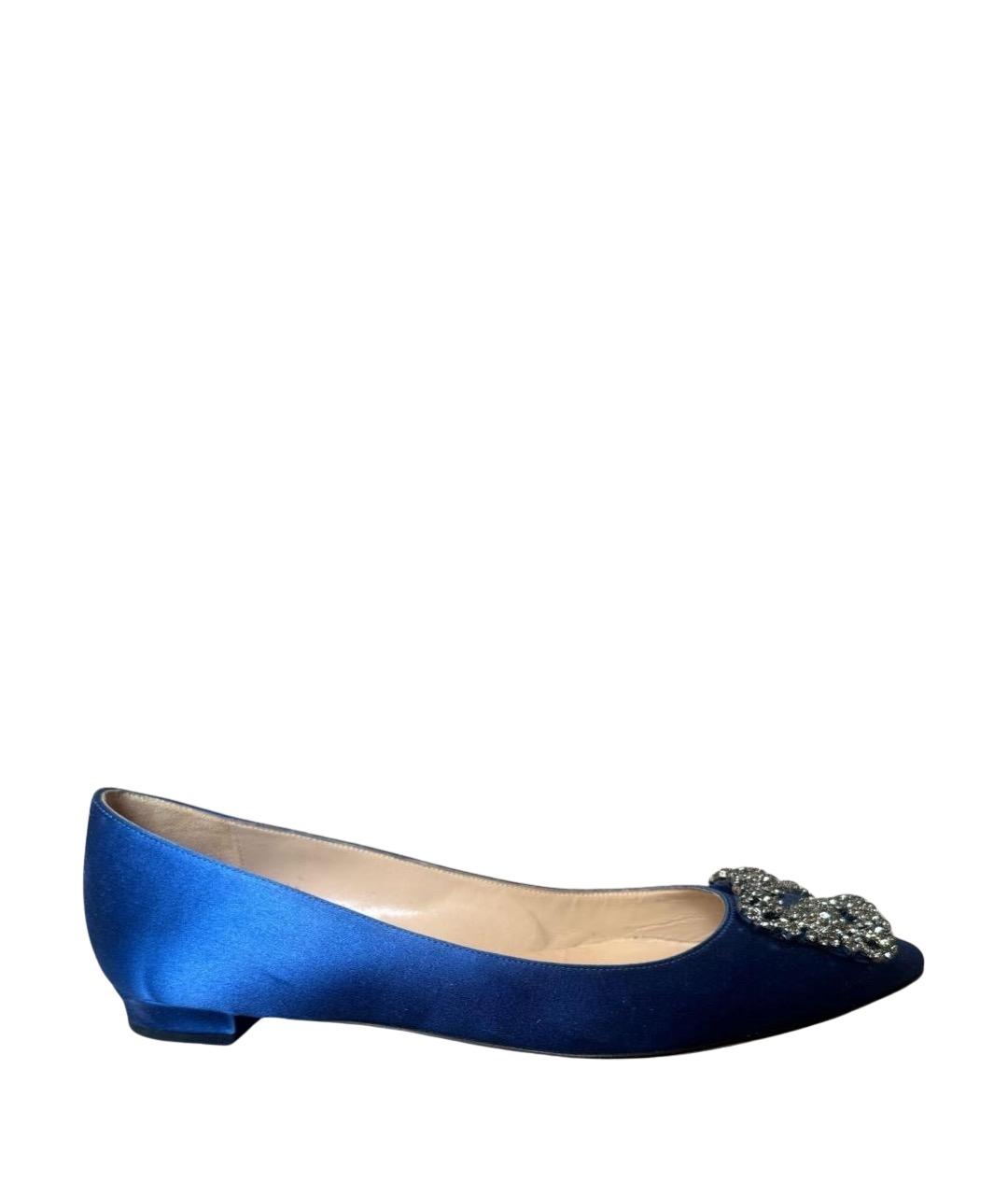MANOLO BLAHNIK Синие текстильные балетки, фото 1