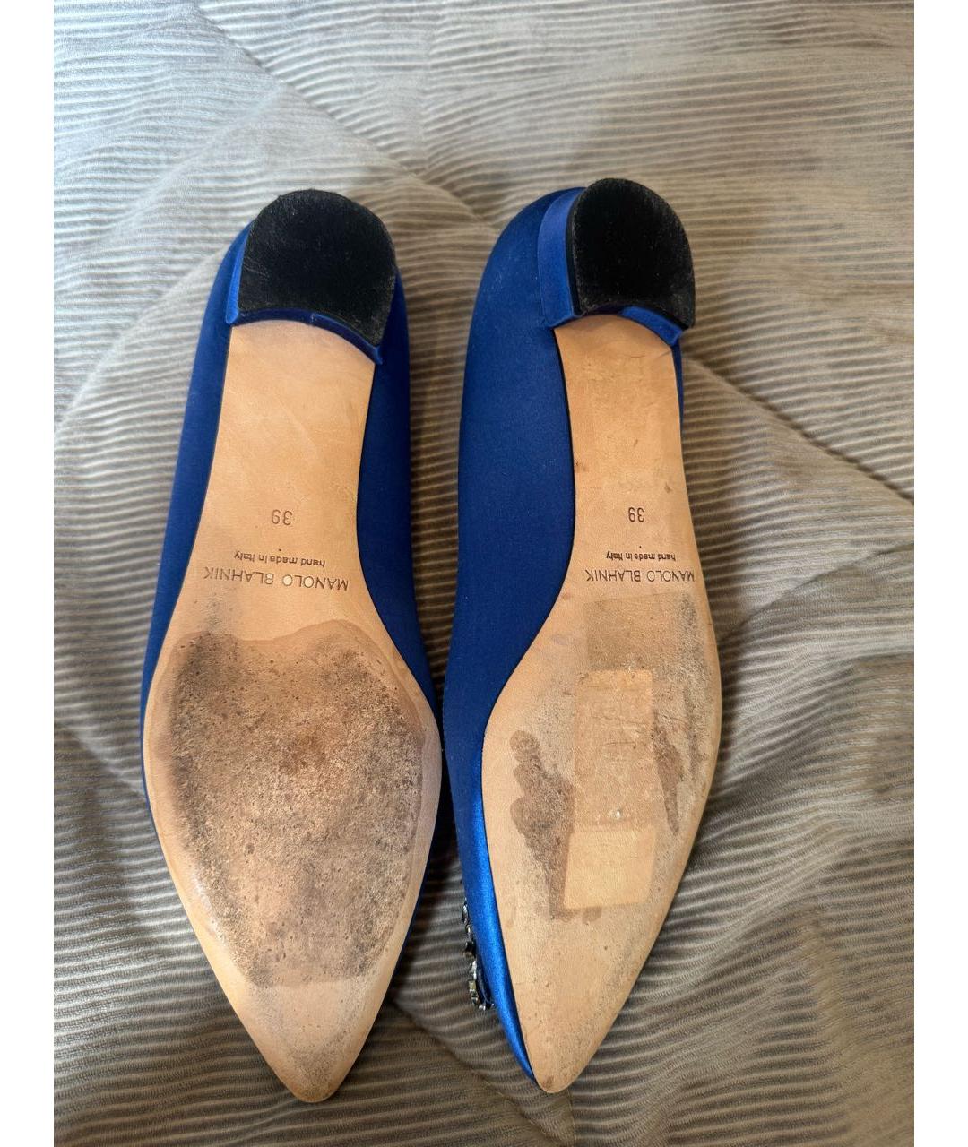 MANOLO BLAHNIK Синие текстильные балетки, фото 5