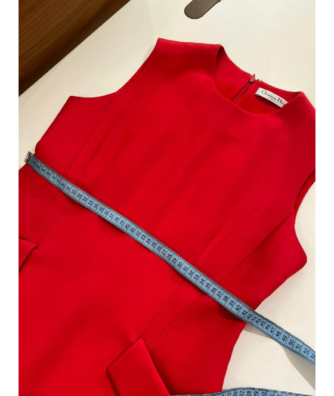 CHRISTIAN DIOR Красное шерстяное коктейльное платье, фото 8