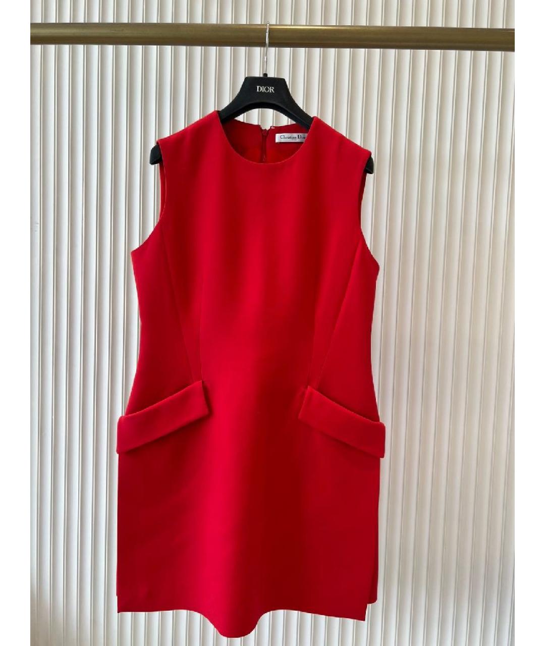CHRISTIAN DIOR Красное шерстяное коктейльное платье, фото 10