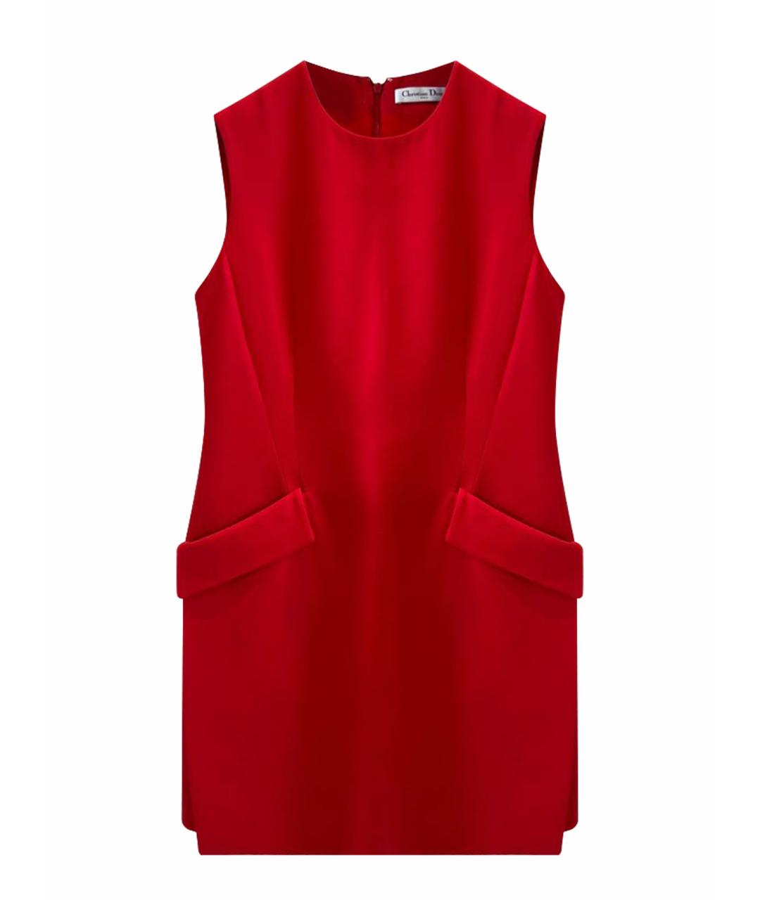 CHRISTIAN DIOR Красное шерстяное коктейльное платье, фото 1