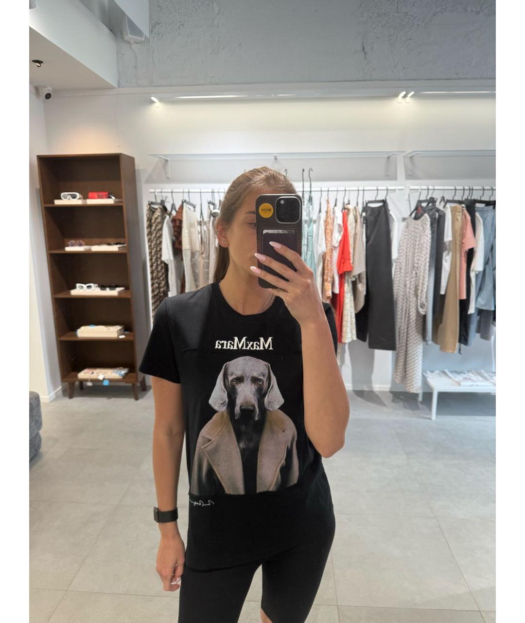 MAX MARA Черная хлопковая футболка, фото 4