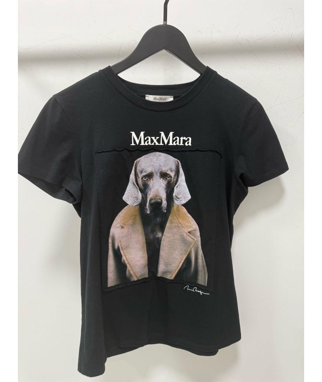 MAX MARA Черная хлопковая футболка, фото 5