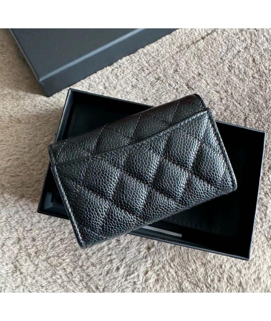 CHANEL Черный кожаный кошелек, фото 3