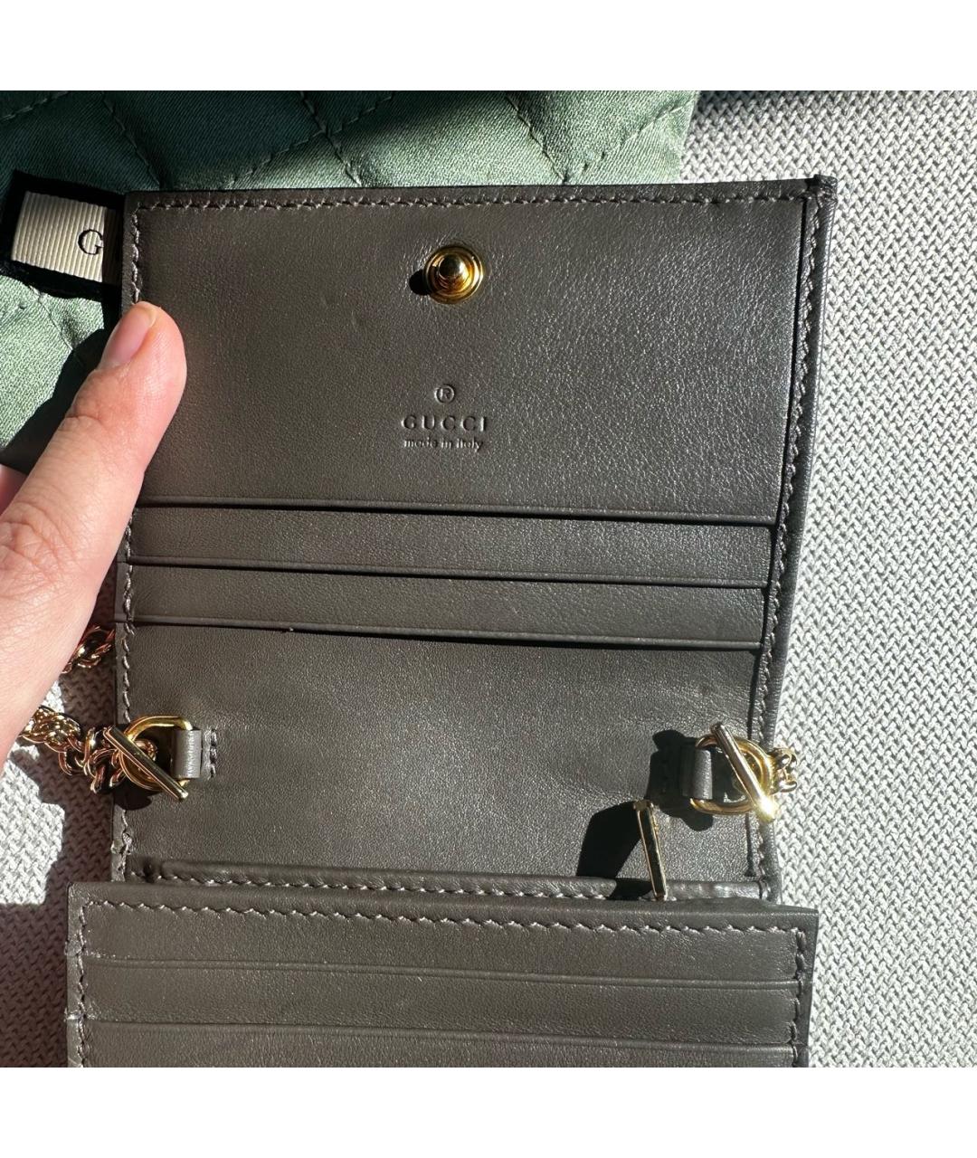 GUCCI Хаки кожаный кошелек, фото 2