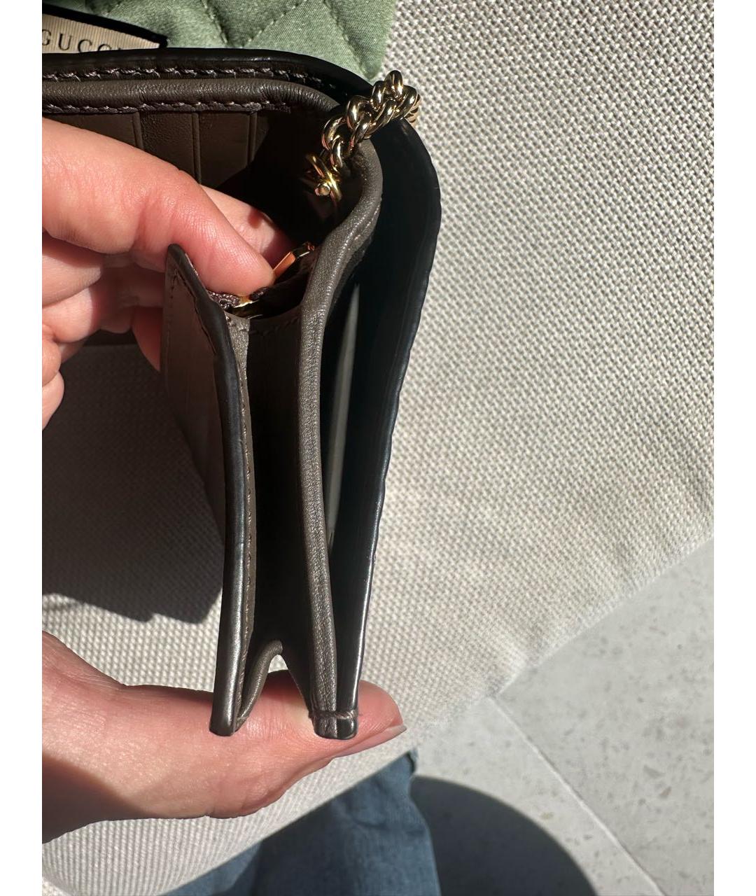 GUCCI Хаки кожаный кошелек, фото 4