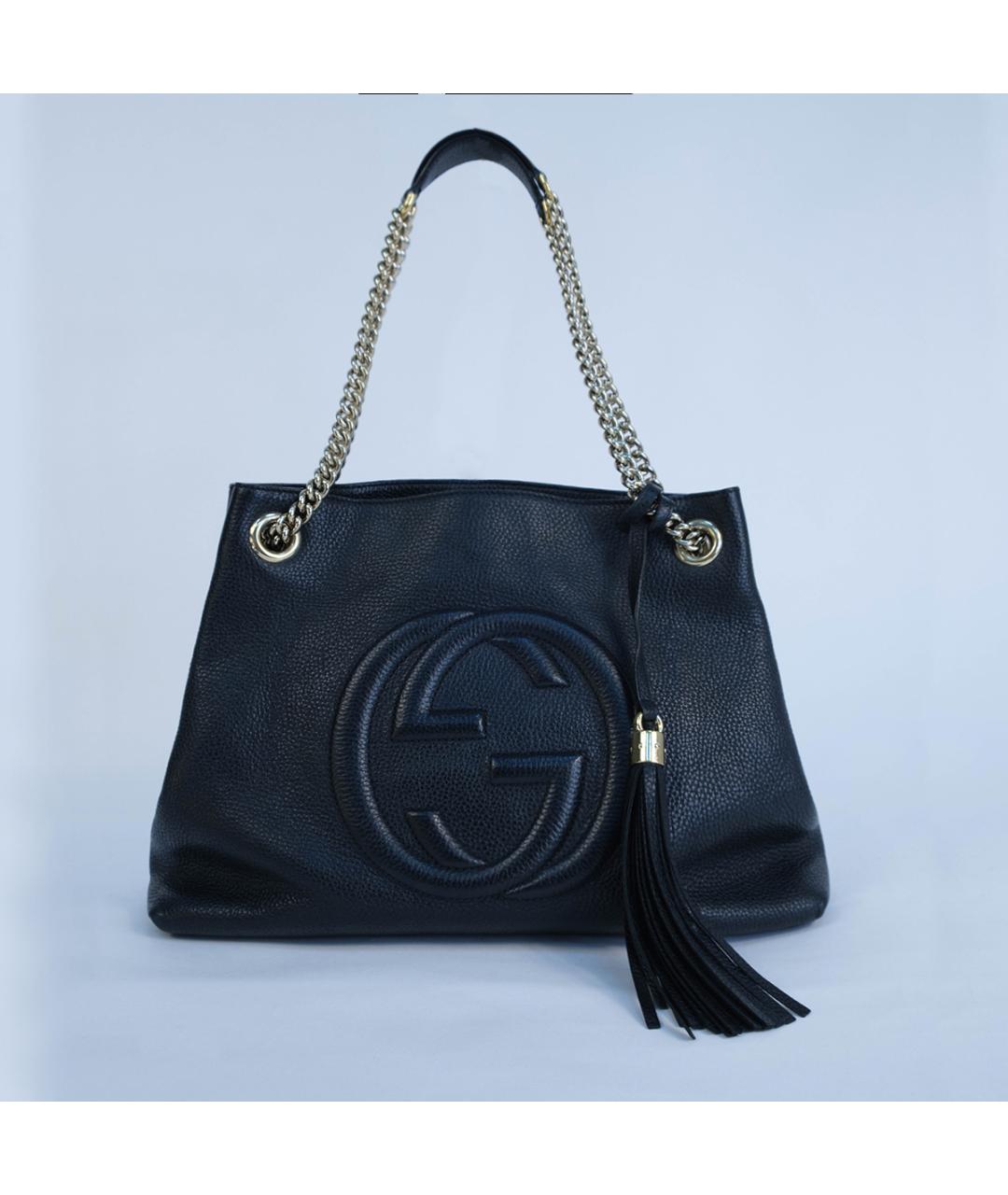 GUCCI Черная кожаная сумка тоут, фото 2