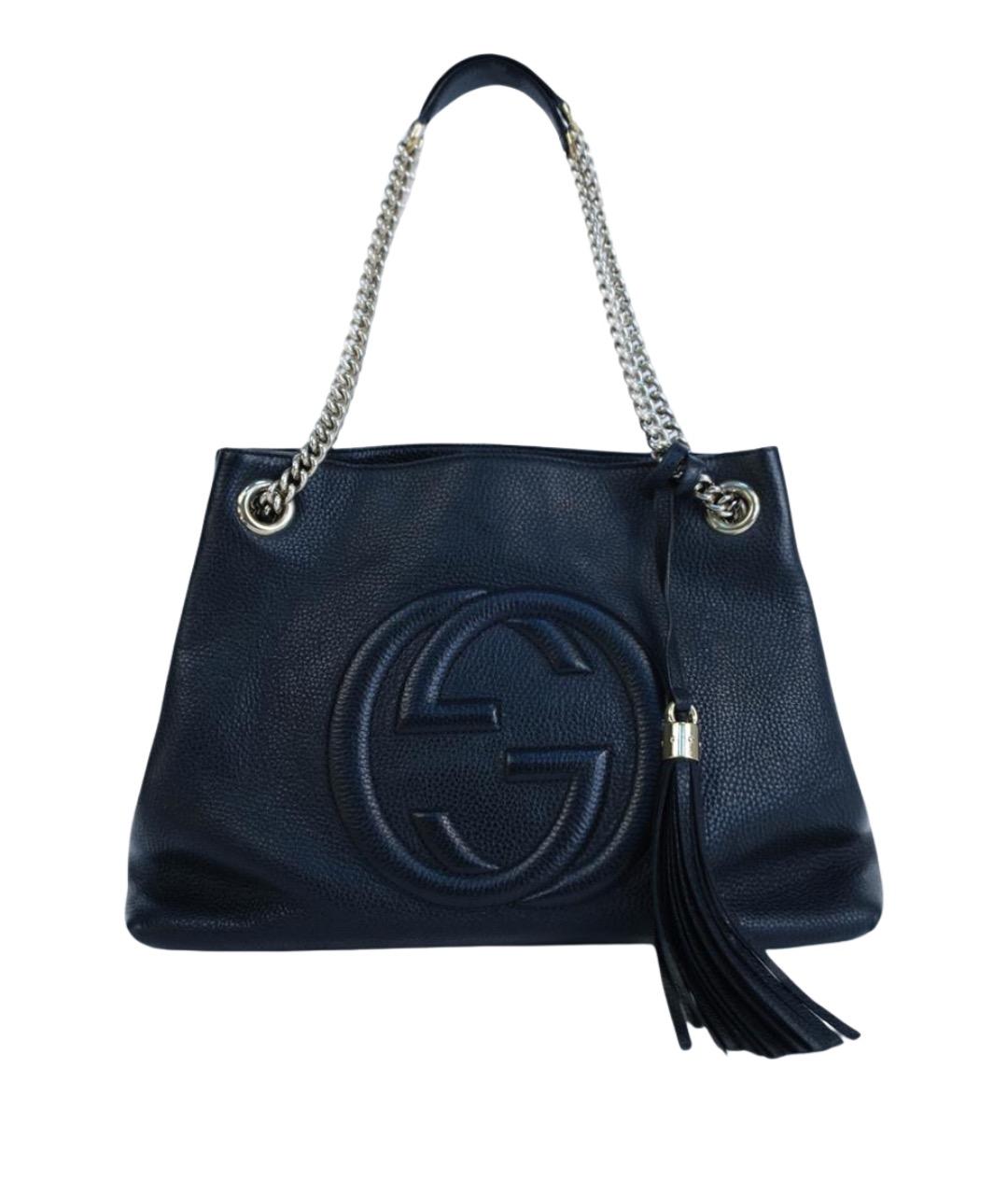 GUCCI Черная кожаная сумка тоут, фото 1