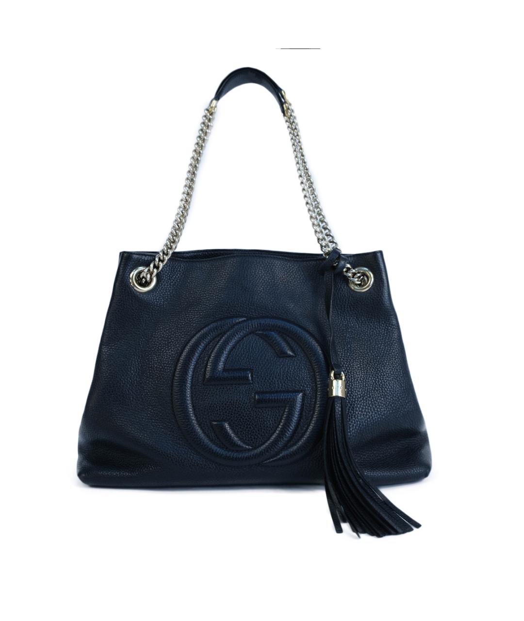 GUCCI Черная кожаная сумка тоут, фото 7