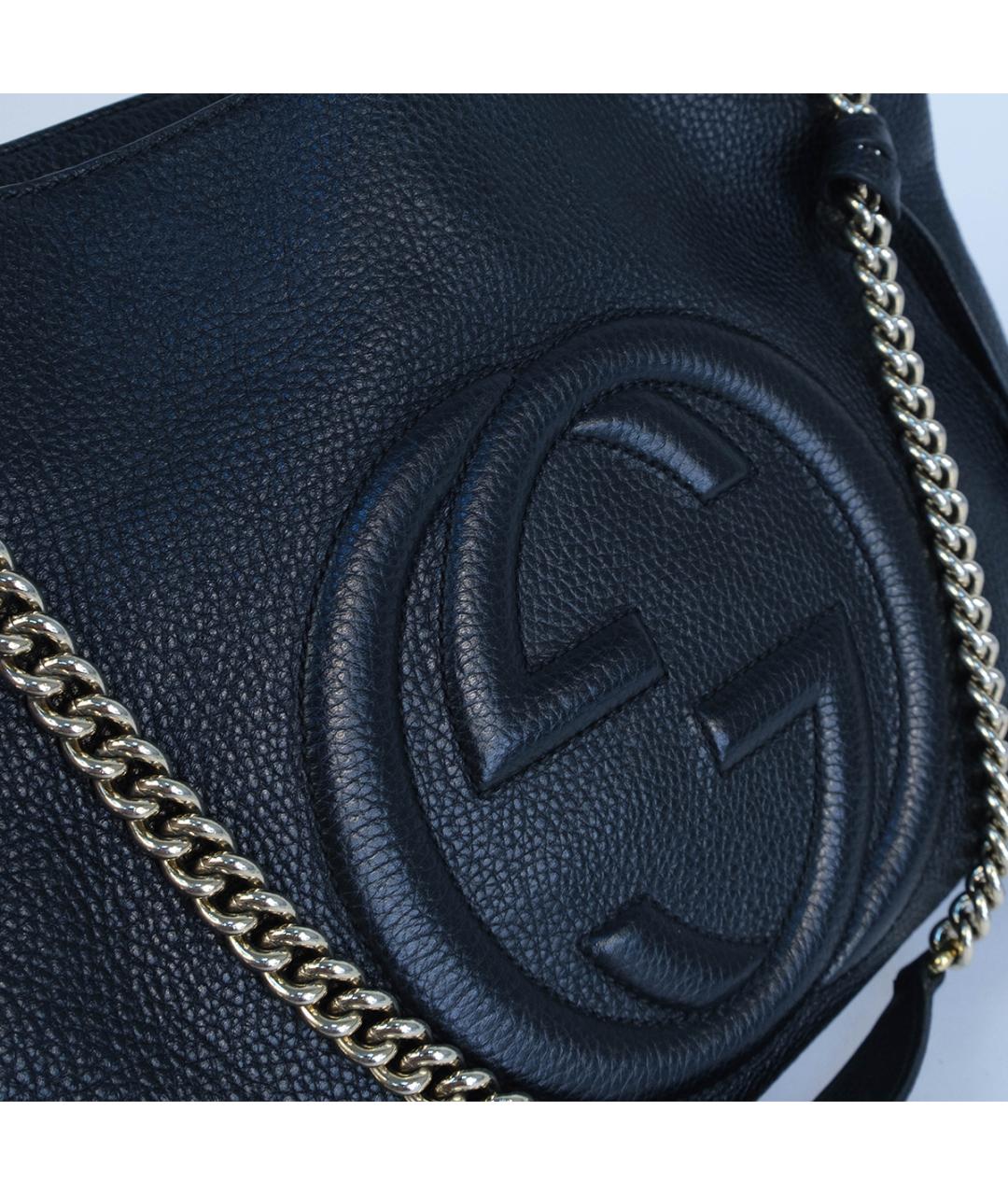 GUCCI Черная кожаная сумка тоут, фото 6
