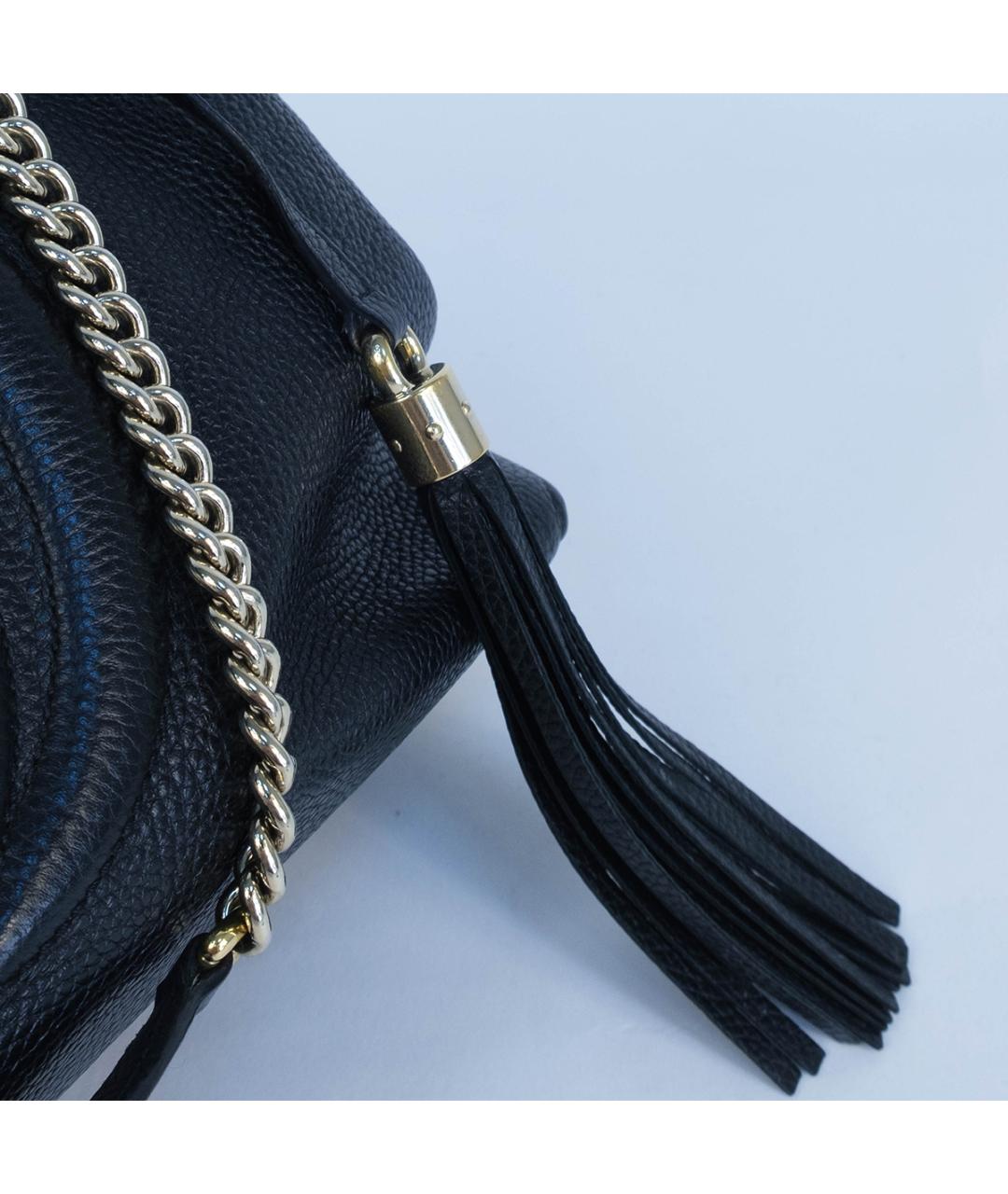GUCCI Черная кожаная сумка тоут, фото 5