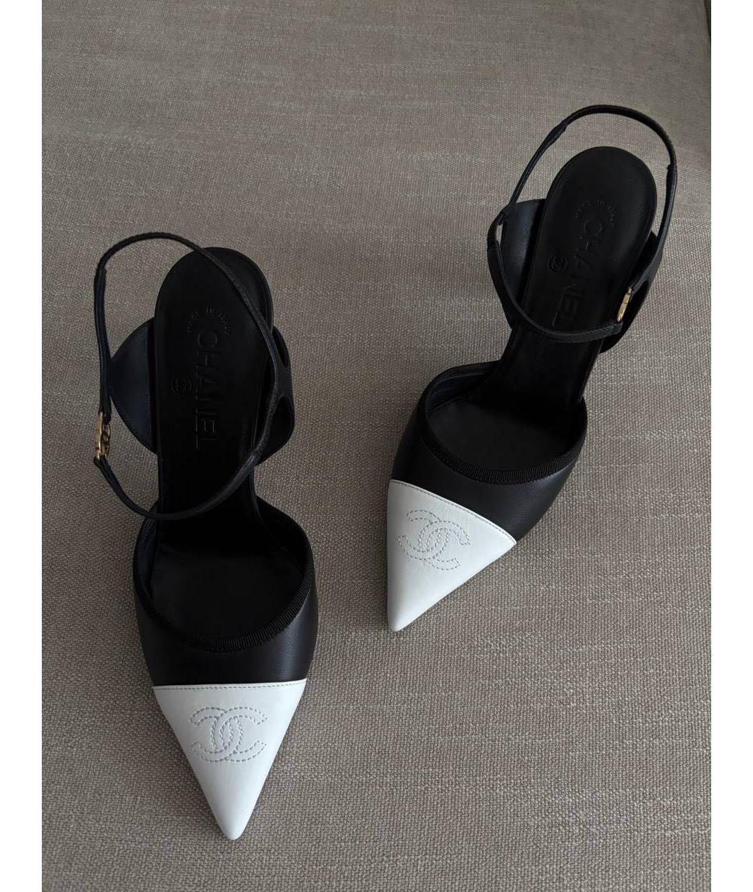 CHANEL Черные кожаные босоножки, фото 4