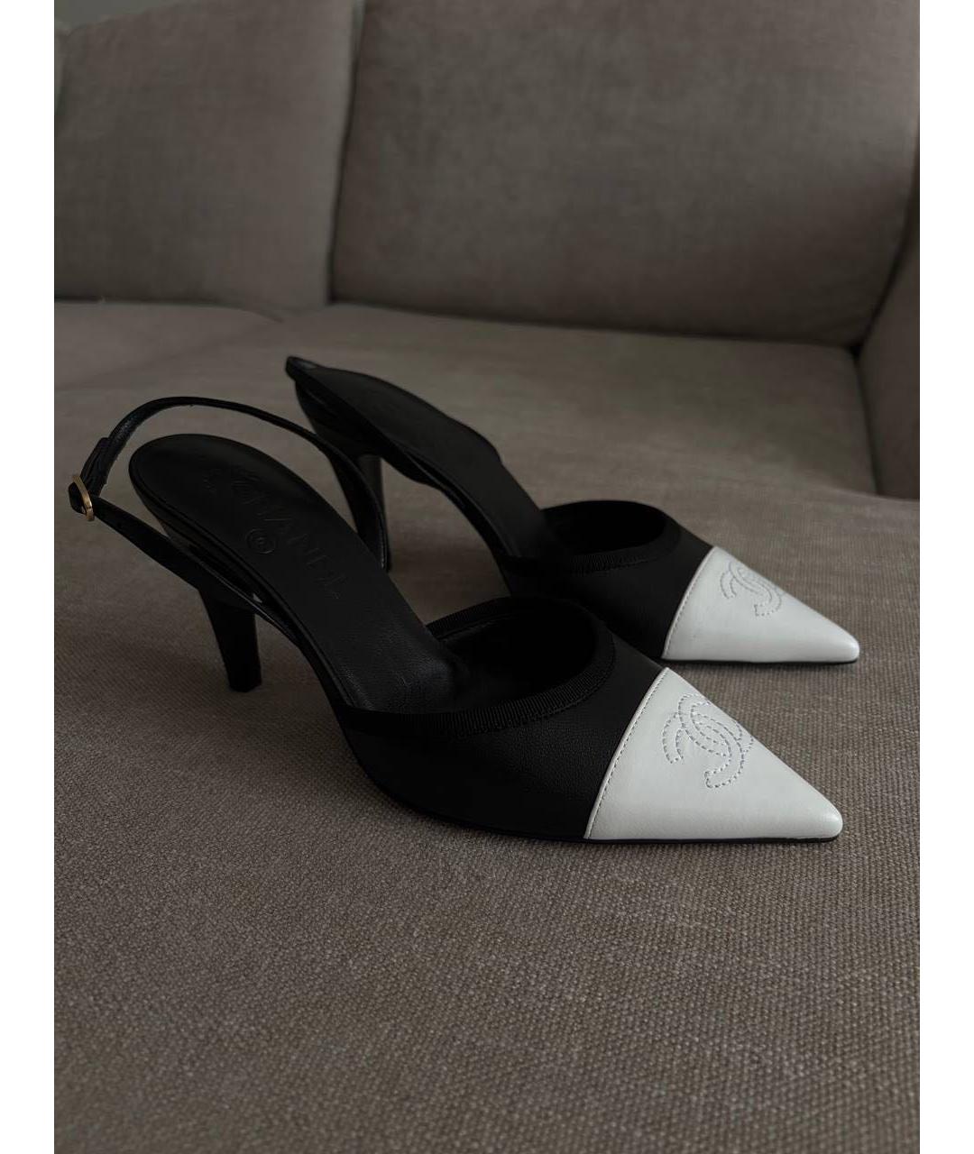 CHANEL Черные кожаные босоножки, фото 4