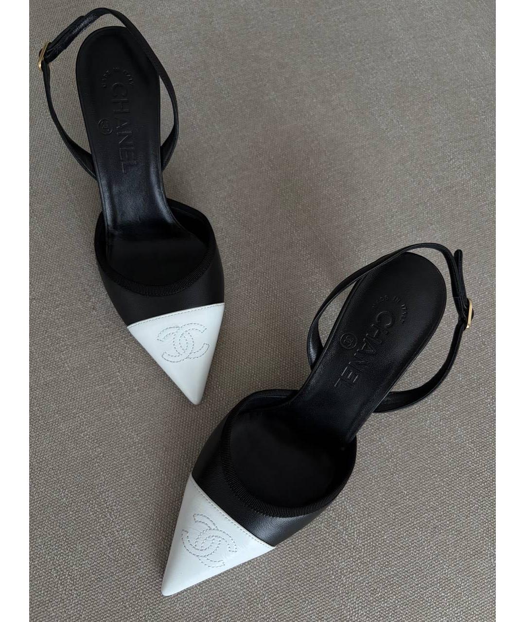 CHANEL Черные кожаные босоножки, фото 2