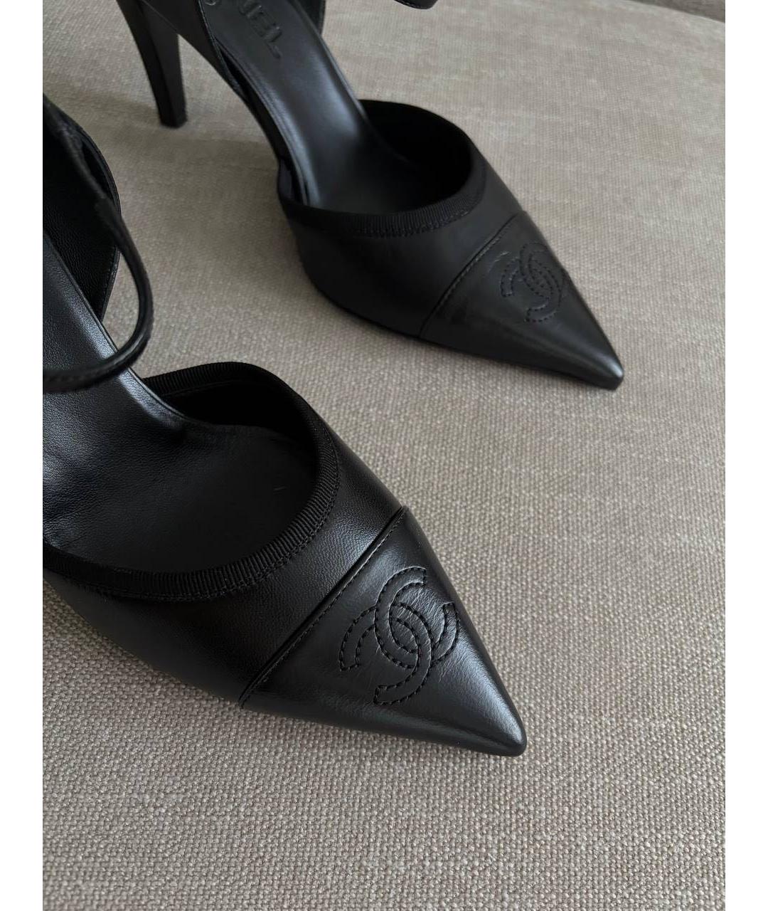 CHANEL Черные кожаные босоножки, фото 3