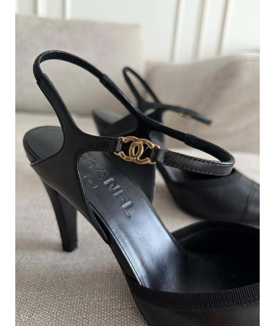 CHANEL Черные кожаные босоножки, фото 2