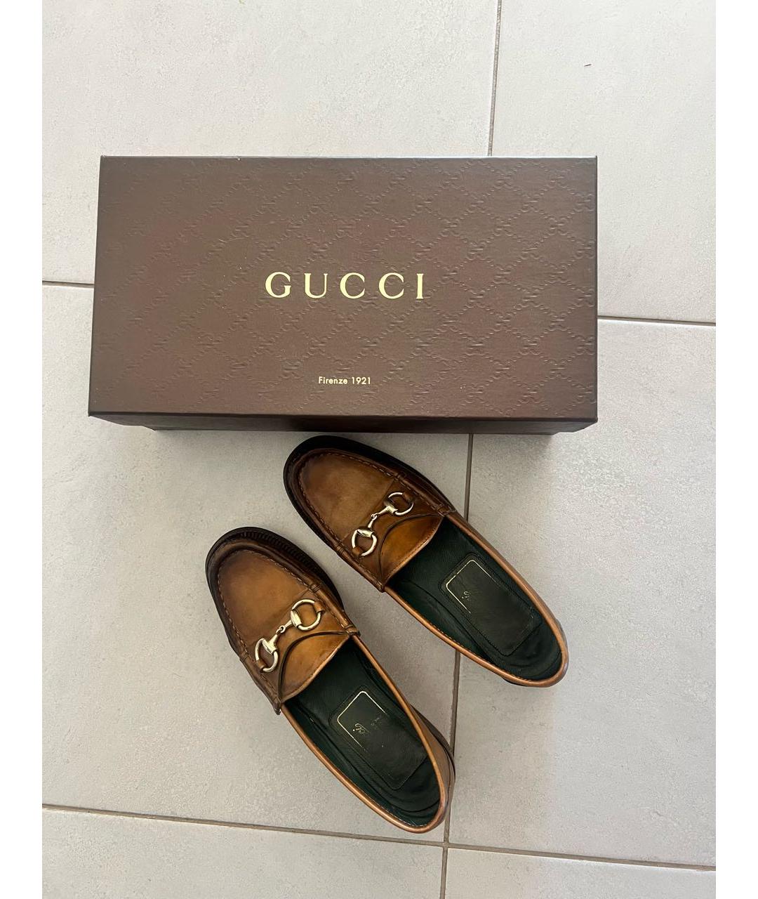 GUCCI Коричневые кожаные лоферы, фото 6