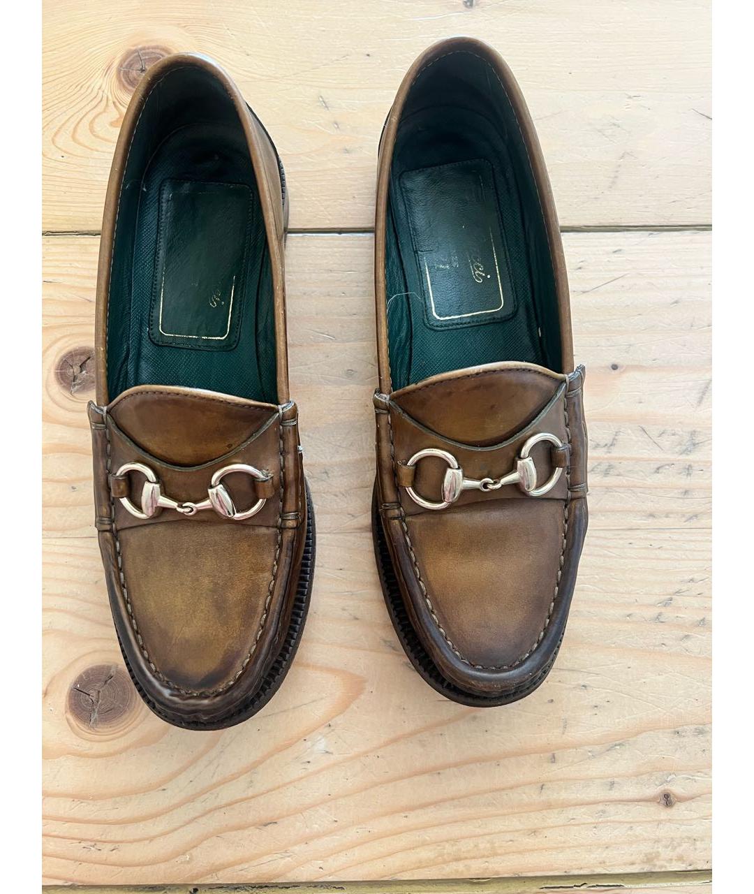 GUCCI Коричневые кожаные лоферы, фото 2