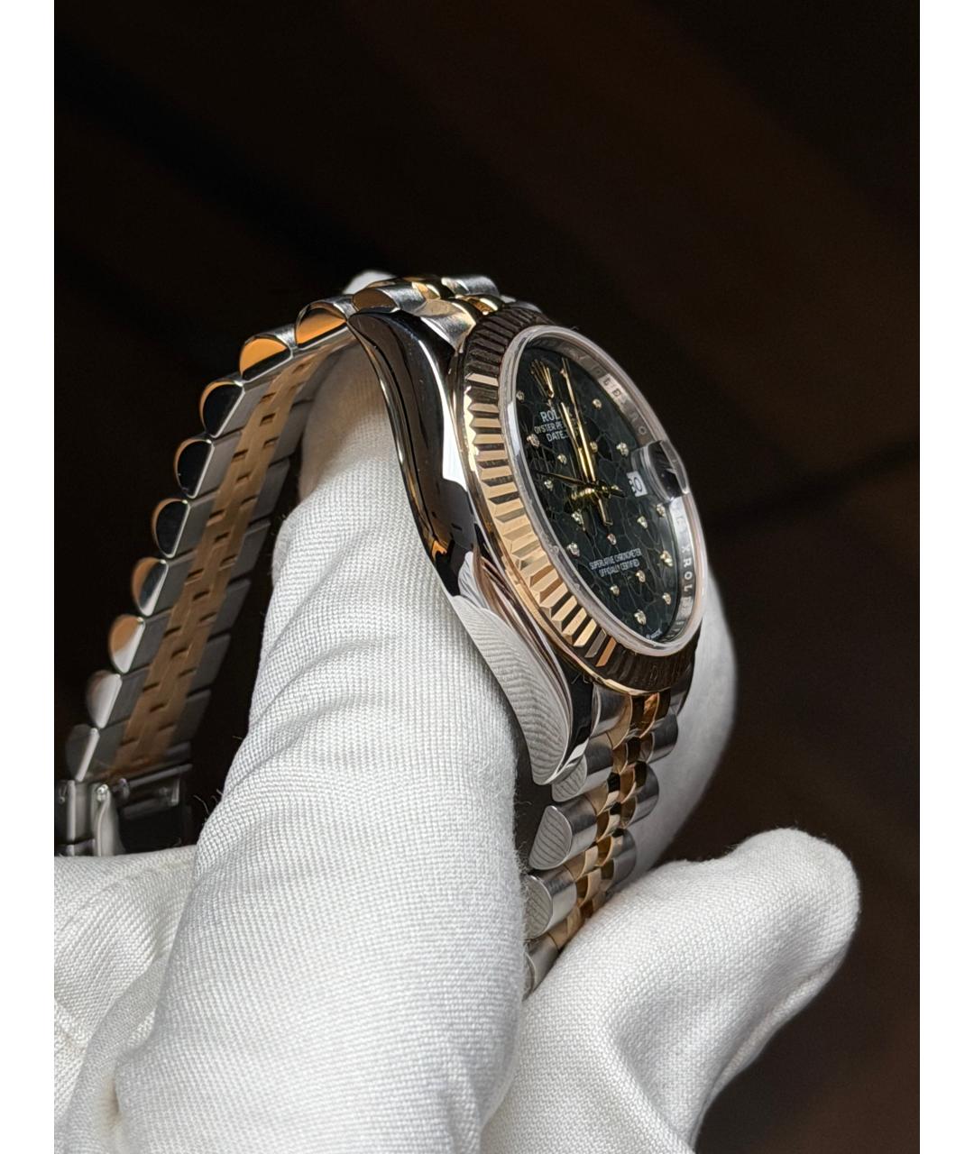 ROLEX Зеленые часы из желтого золота, фото 5