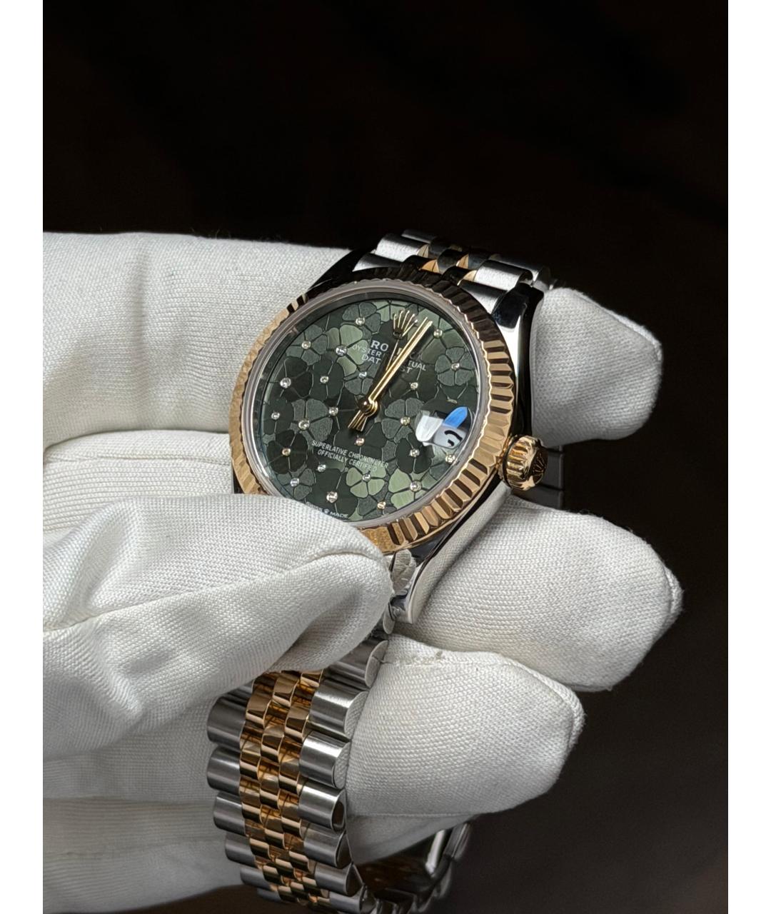 ROLEX Зеленые часы из желтого золота, фото 6