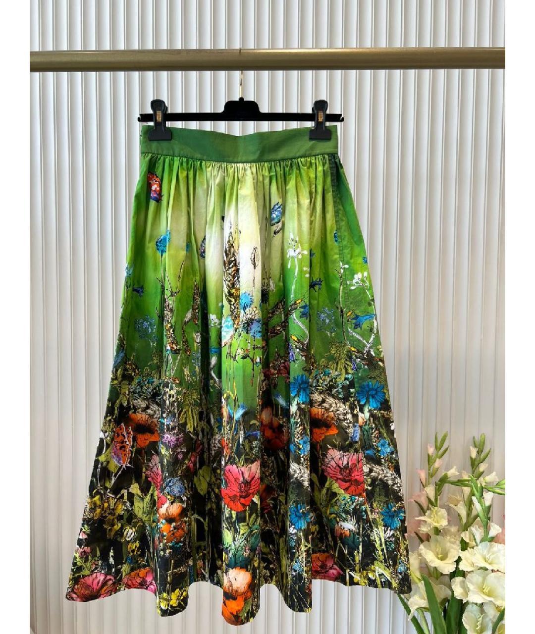 CHRISTIAN DIOR Мульти хлопковая юбка миди, фото 2