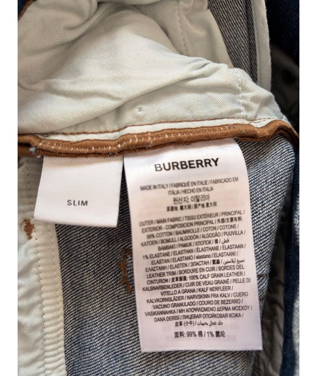 BURBERRY Синие хлопко-эластановые джинсы скинни, фото 7