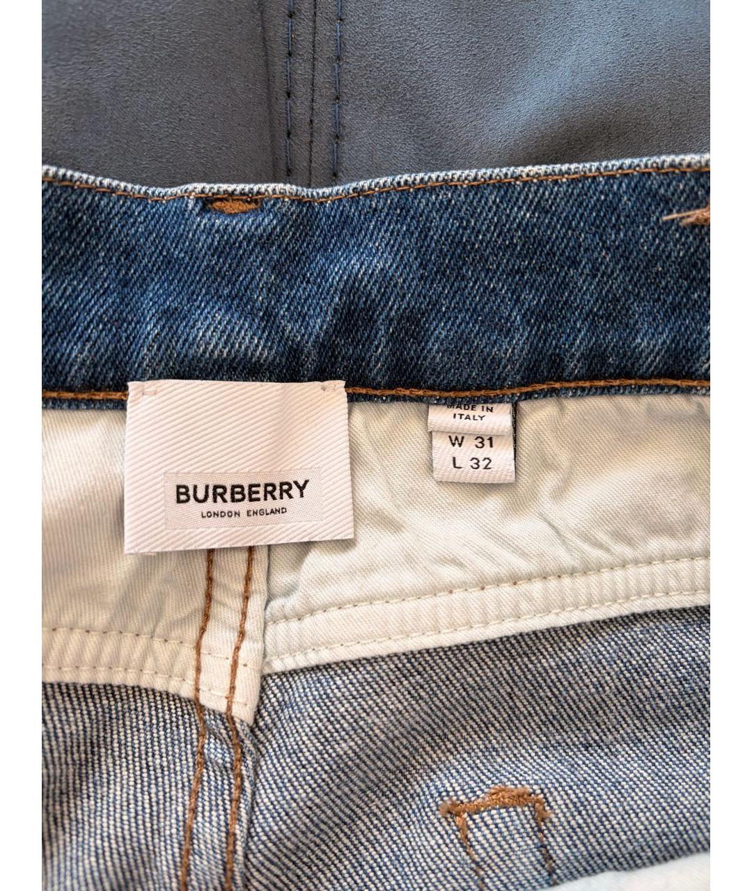 BURBERRY Синие хлопко-эластановые джинсы скинни, фото 6