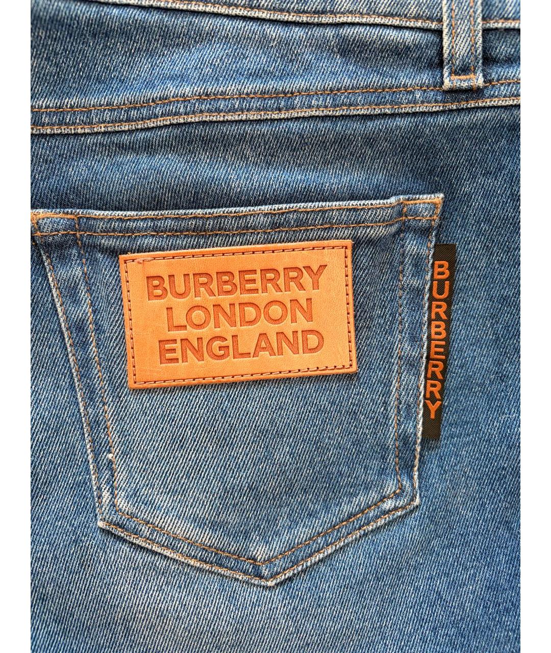 BURBERRY Синие хлопко-эластановые джинсы скинни, фото 5
